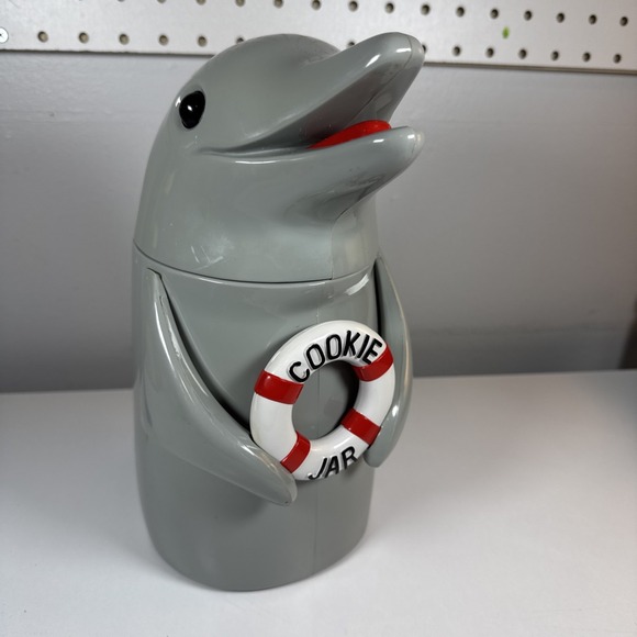 1996 Vtg Plastic Dolphin Cookie Jar with Dolphin Sounds 90s Flipper Sounds - Picture 1 of 16